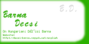 barna decsi business card